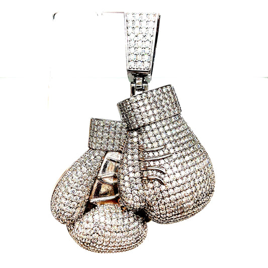 925 S.S. VVS Moissanite 3D Boxing Gloves Pendant