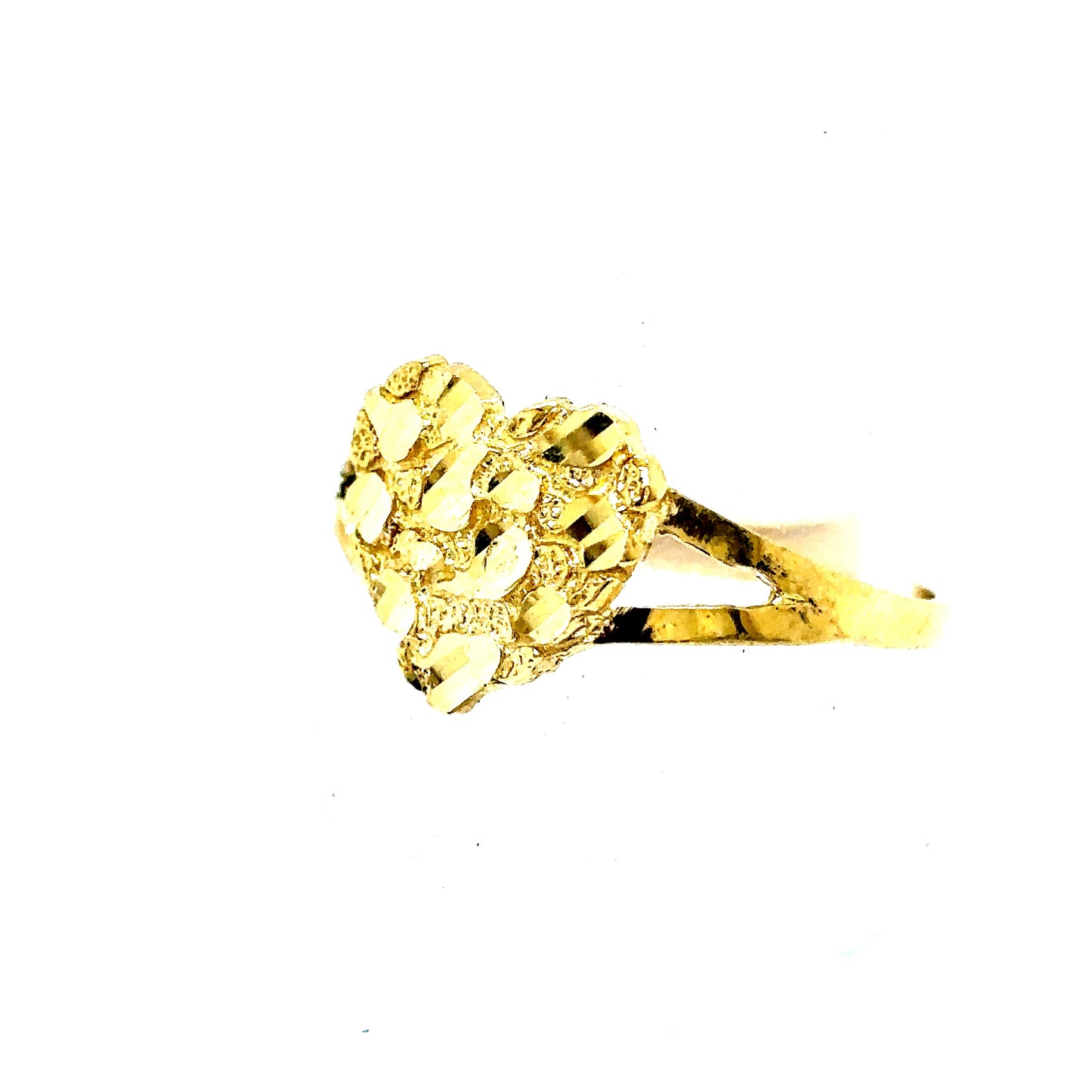 10k Yellow Gold Nugget Heart Ring