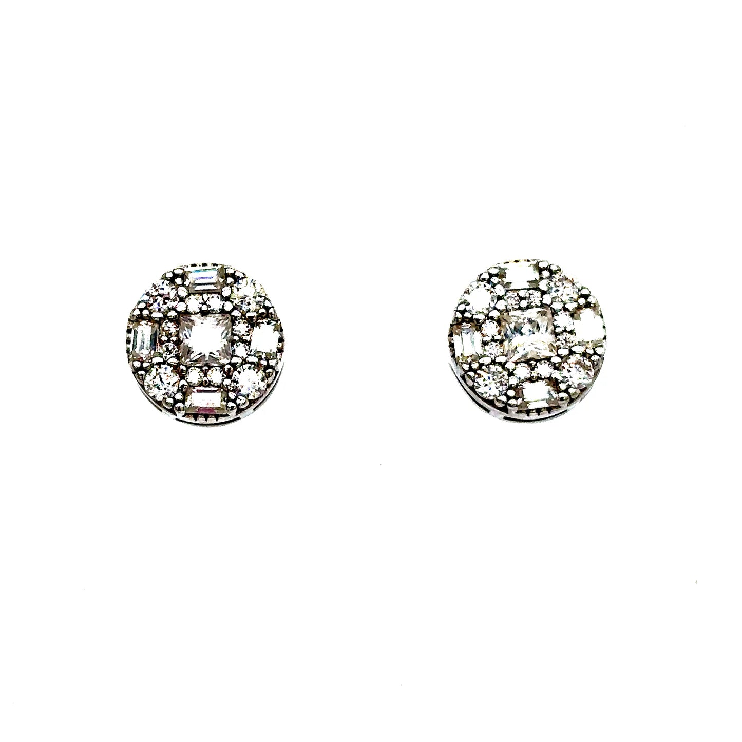 925 S.S. VVS Moissanite Round Earrings