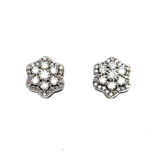 925 S.S. VVS Moissanite Snowflake Flower Earrings
