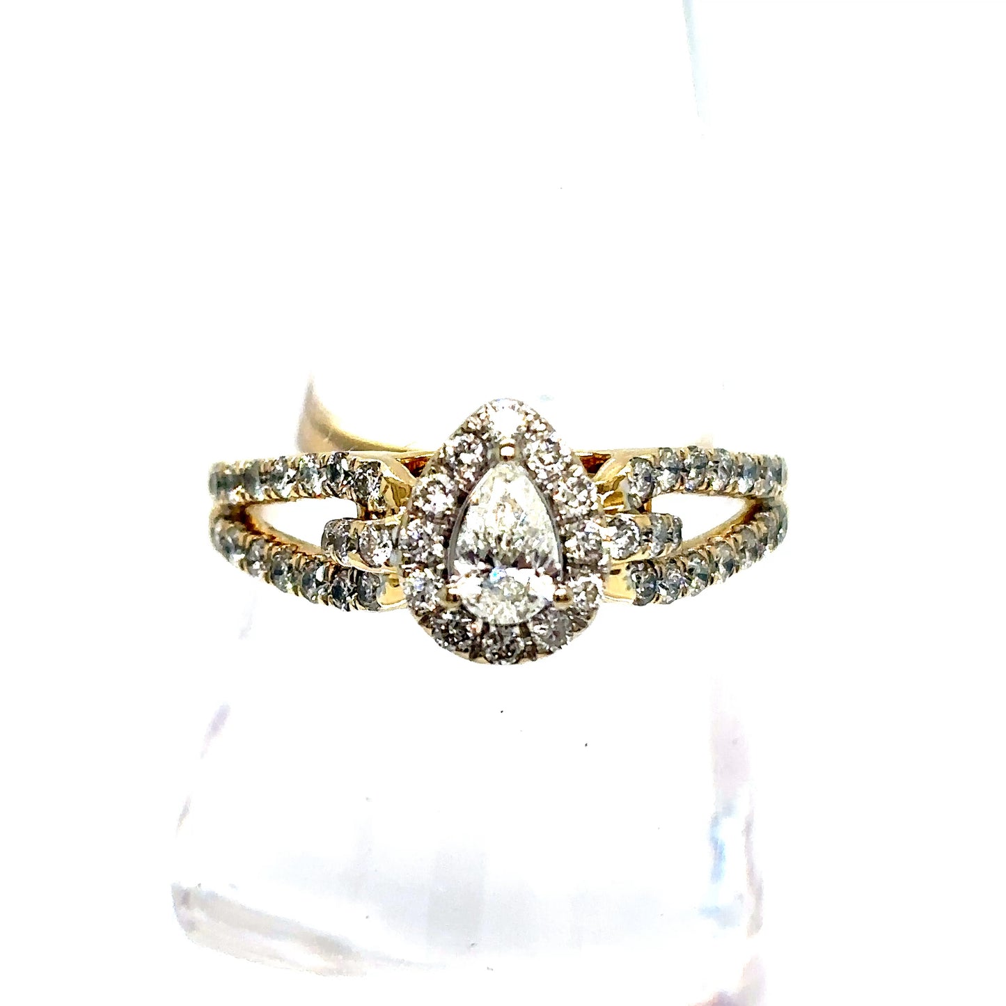 14k Yellow Gold Diamond Pear Engagement Ring