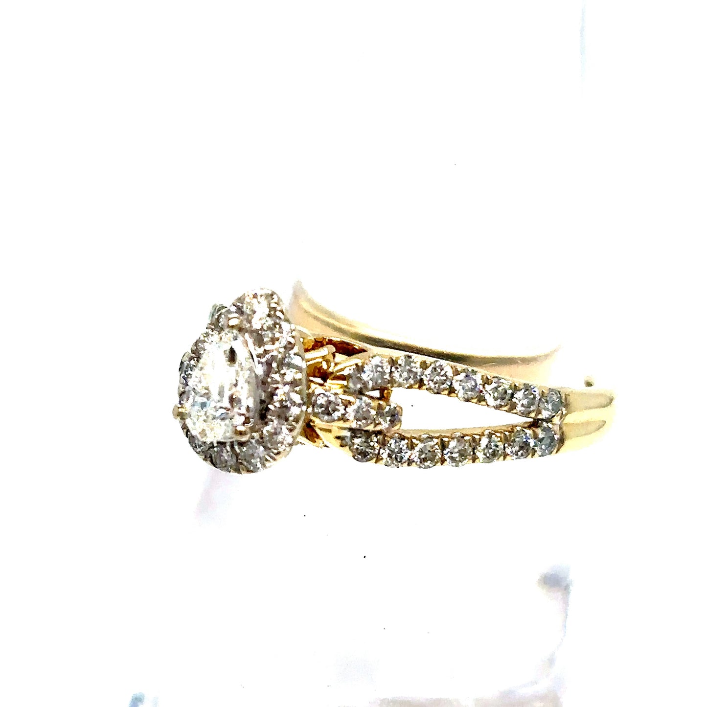 14k Yellow Gold Diamond Pear Engagement Ring