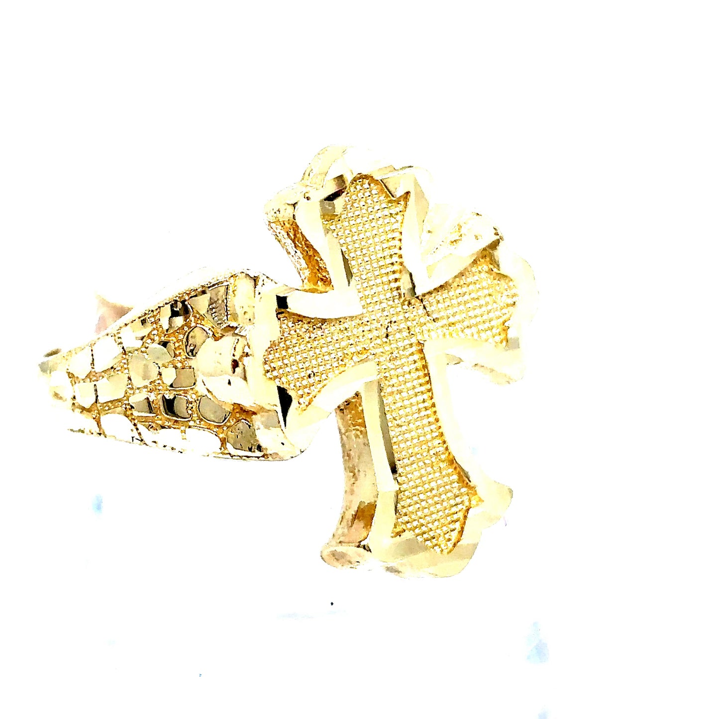 14k Yellow Gold Designer Cross Ring