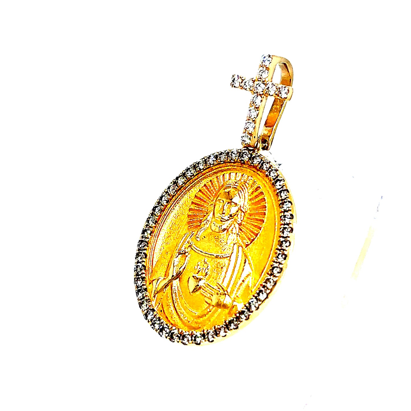 14k Jesus Diamond Pendant