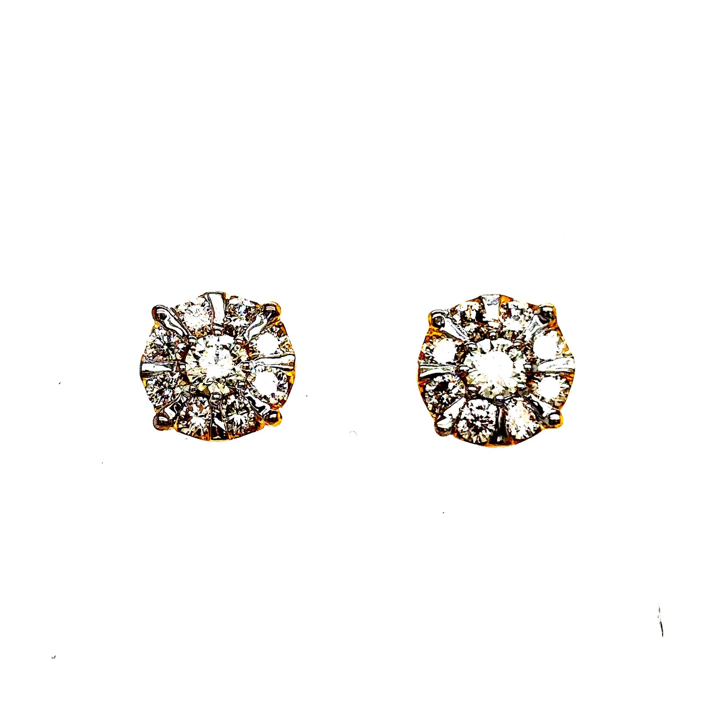10k Yellow Gold Circleflake Diamond Cluster Earrings