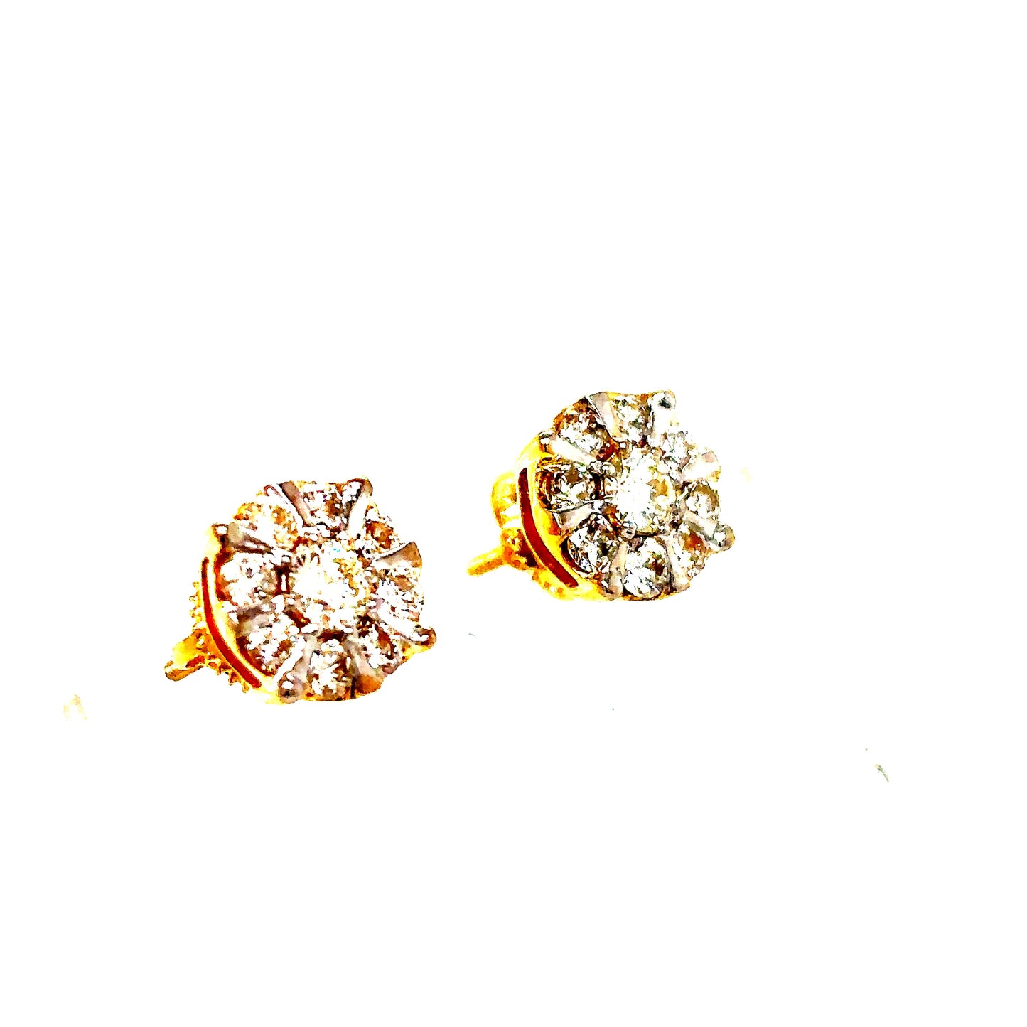 10k Yellow Gold Circleflake Diamond Cluster Earrings
