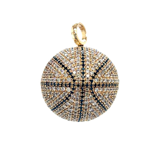 14k Spinning Basketball Diamond Pendant
