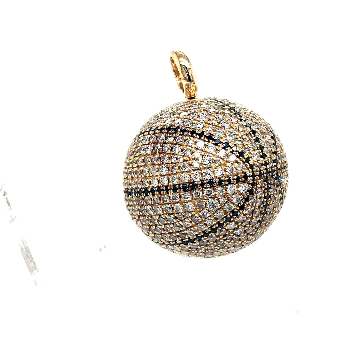 14k Spinning Basketball Diamond Pendant