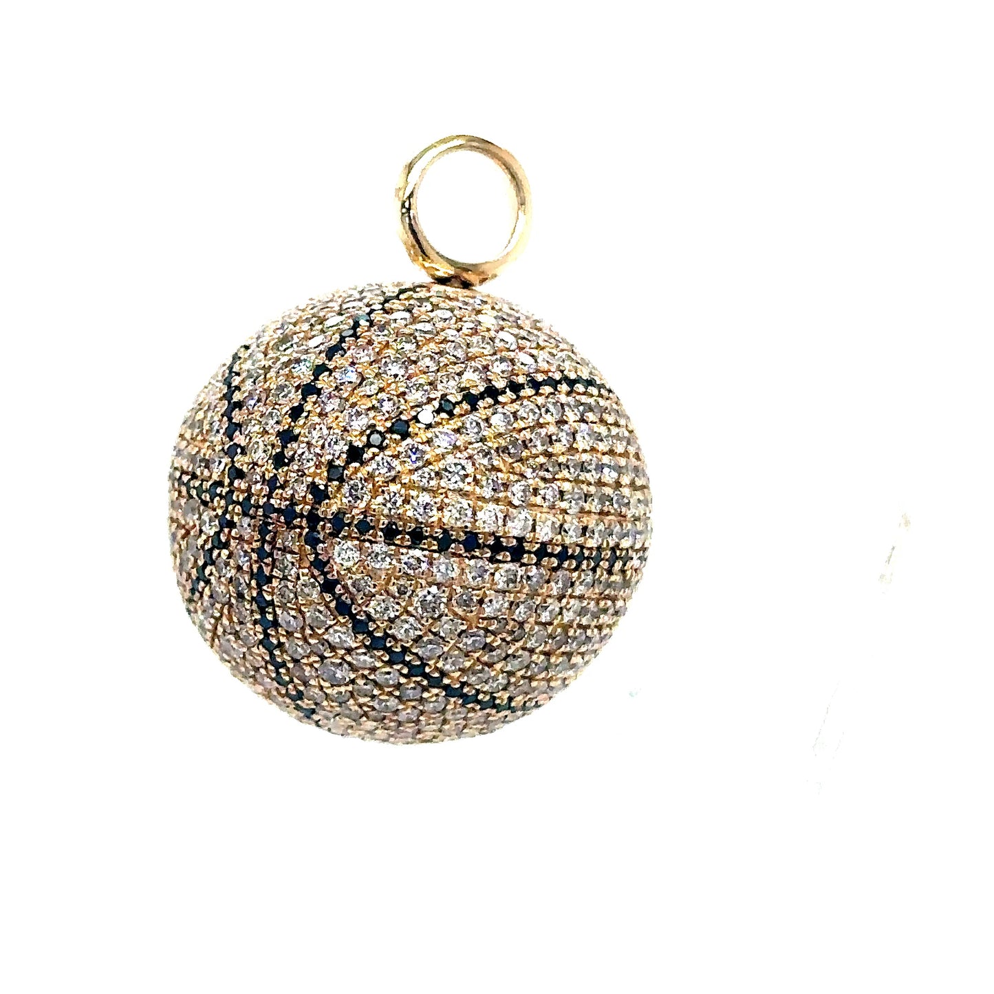14k Spinning Basketball Diamond Pendant