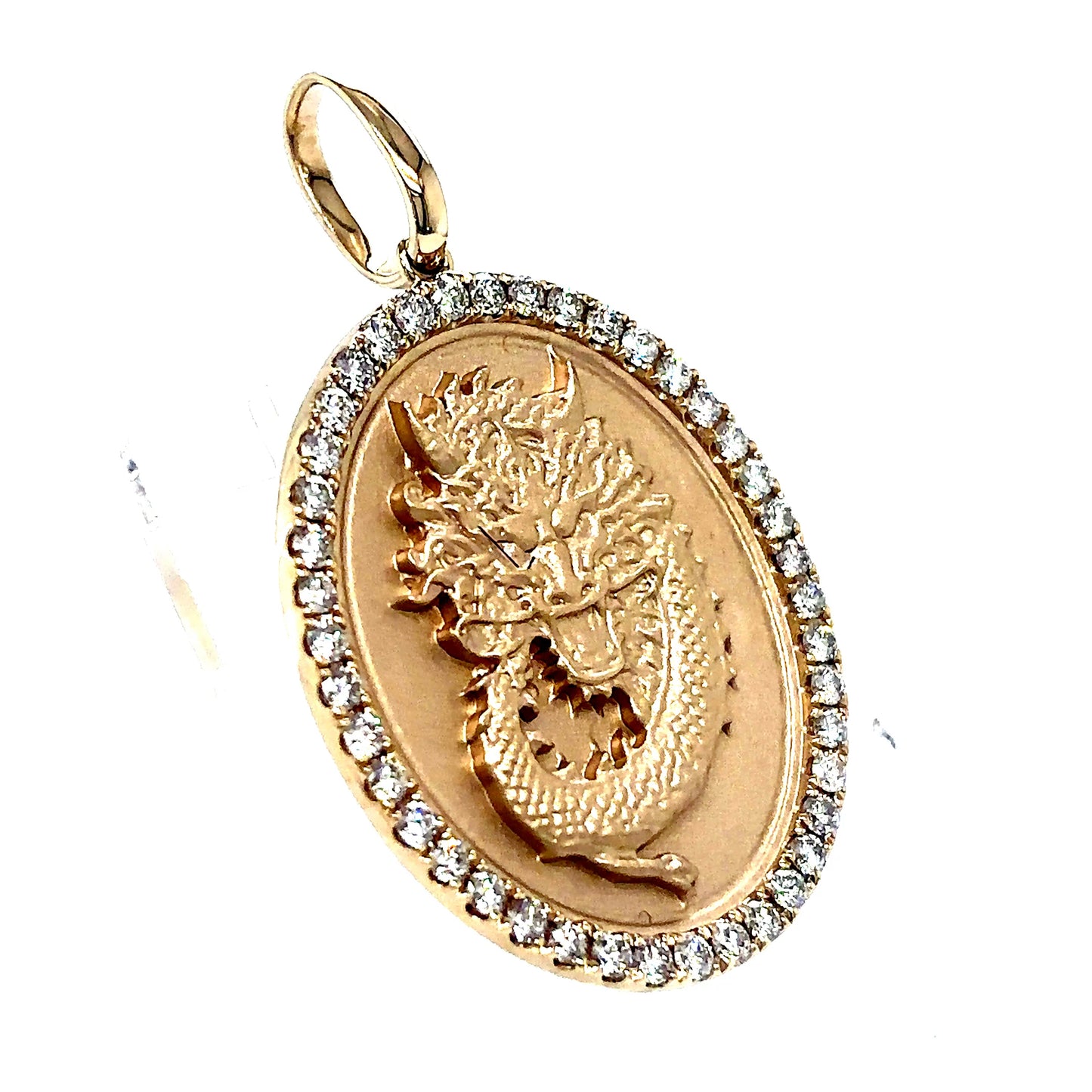 14k Diamond Framed Dragon Pendant