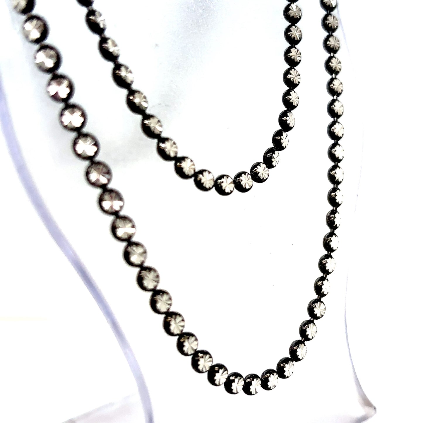 925 S.S. Gunmetal Diamond Cut Flat Bead Style Chain