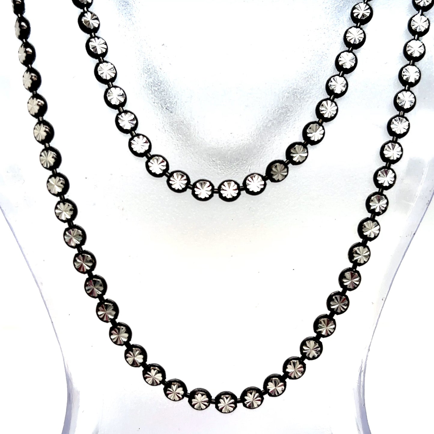 925 S.S. Gunmetal Diamond Cut Flat Bead Style Chain