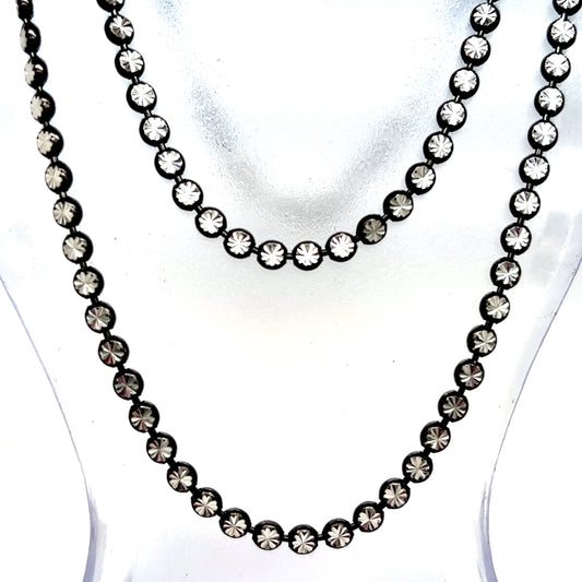 925 S.S. Gunmetal Diamond Cut Flat Bead Style Chain