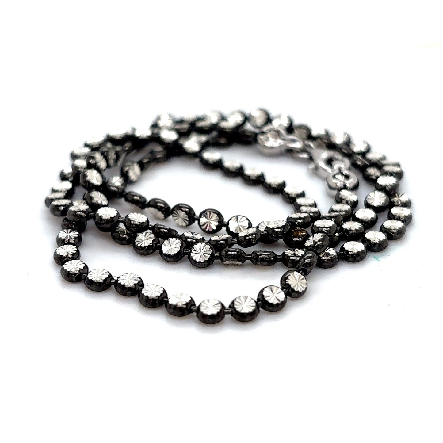 925 S.S. Gunmetal Diamond Cut Flat Bead Style Chain