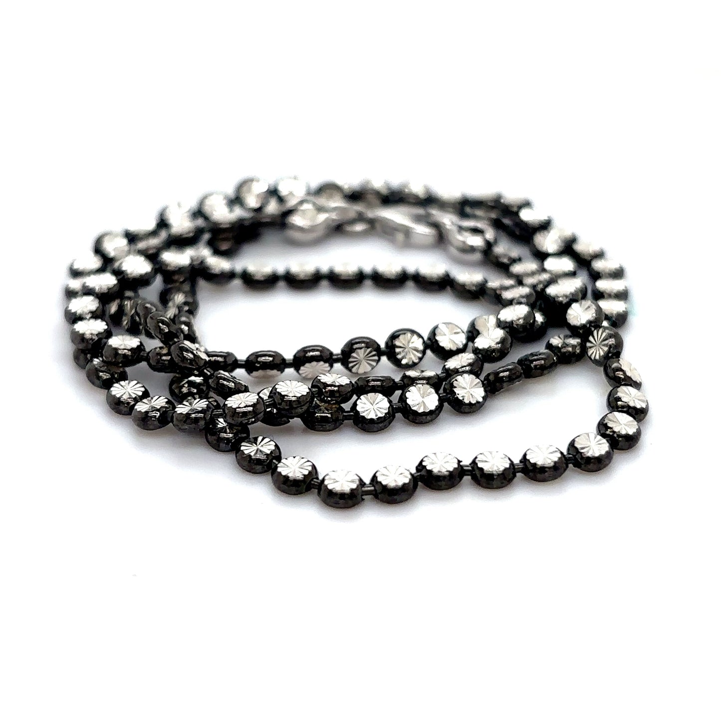 925 S.S. Gunmetal Diamond Cut Flat Bead Style Chain