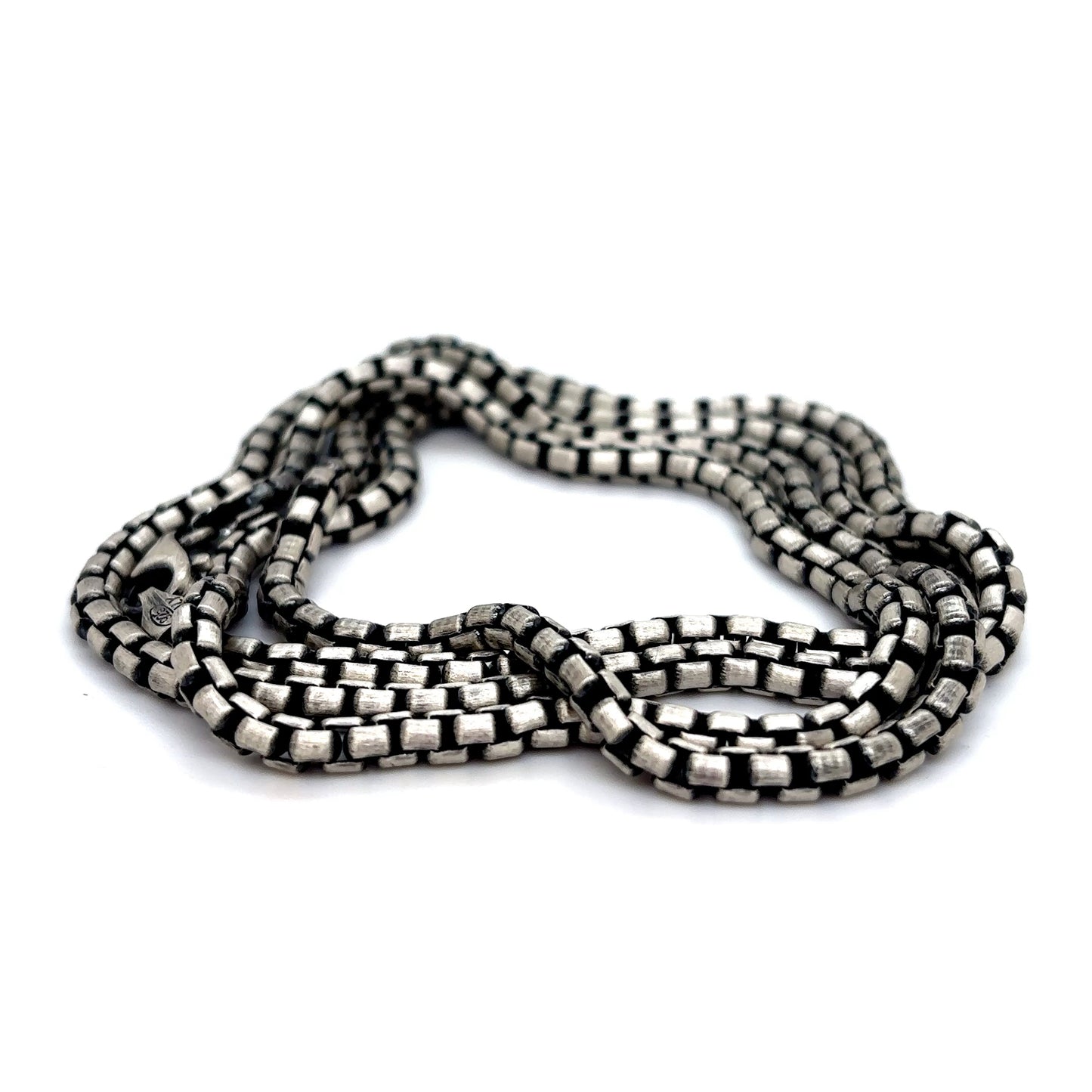 925 S.S. Gunmetal Rounded Box Link Chain-3.5mm