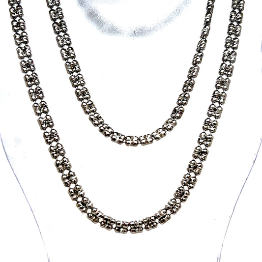 925 S.S. Diamond Cut Ice Link Flat Bead Chain