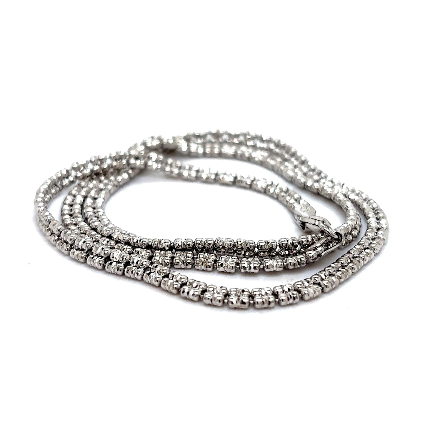 925 S.S. Diamond Cut Ice Link Flat Bead Chain