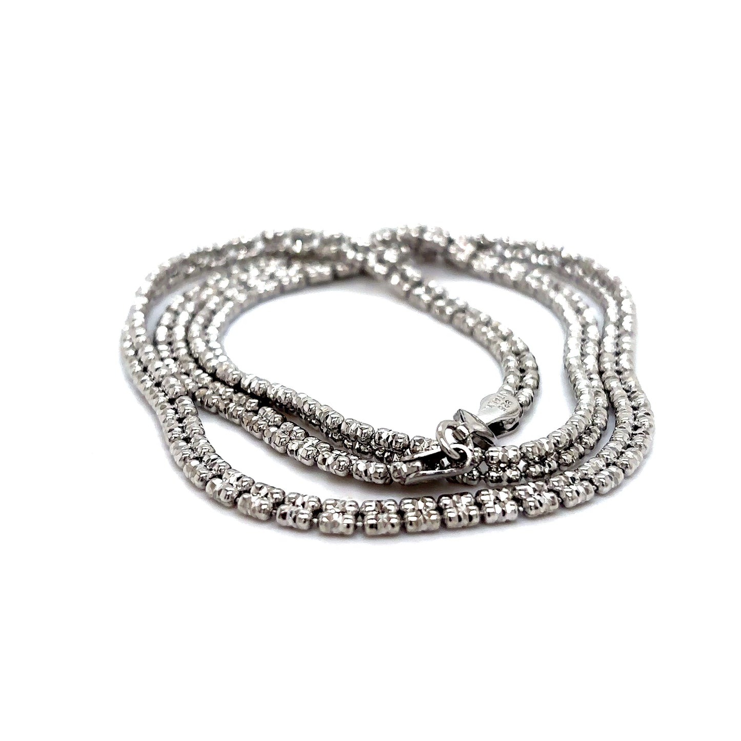 925 S.S. Diamond Cut Ice Link Flat Bead Chain