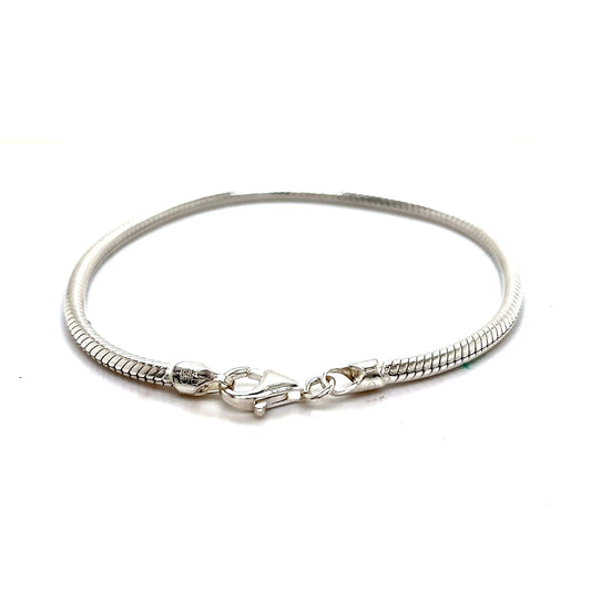 925 S.S. Rounded Smooth Snake Bracelet-3mm