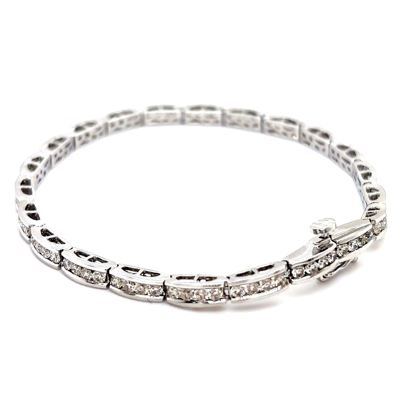 14k White Gold Diamond Channel Tennis Bracelet