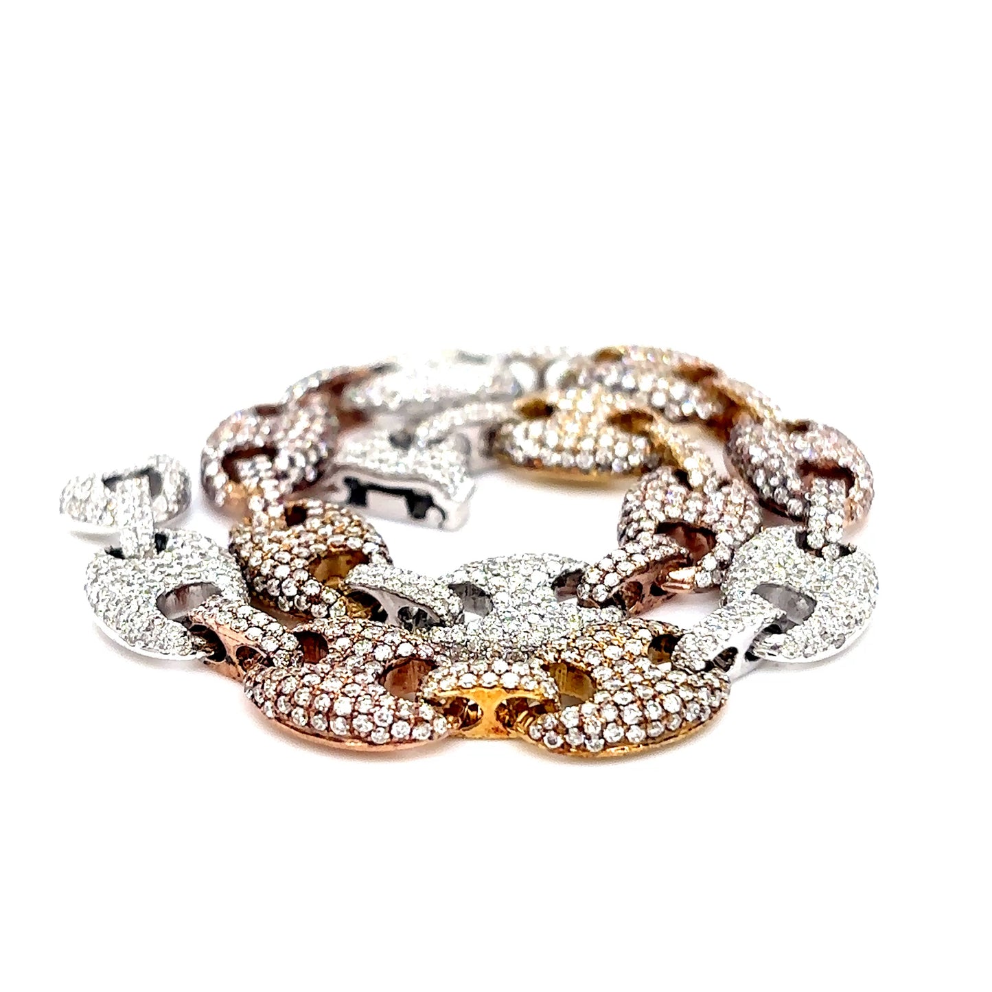 10k Tri-Tone Gold Diamond Gucci Link Bracelet