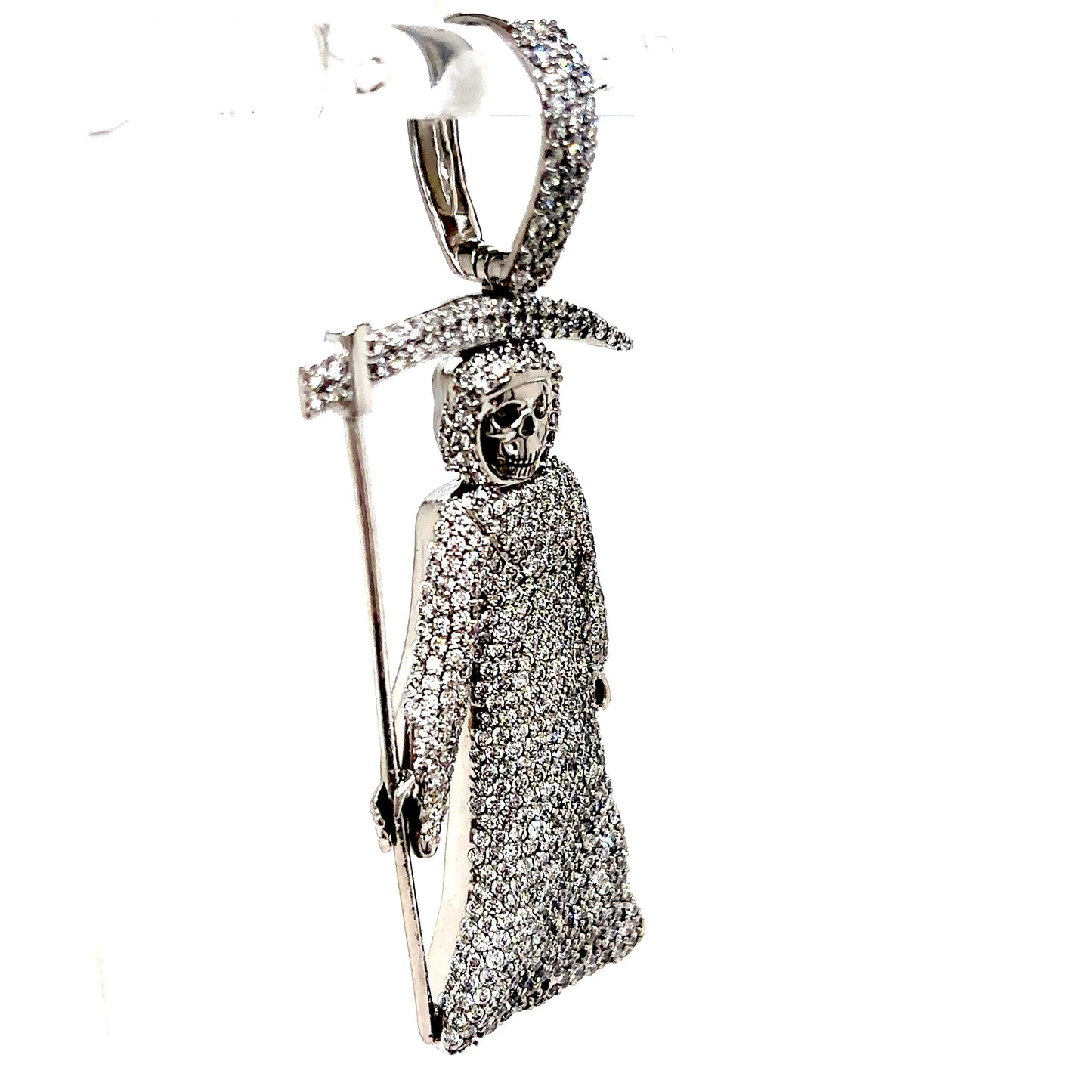 14k White Gold Diamond Reaper Pendant