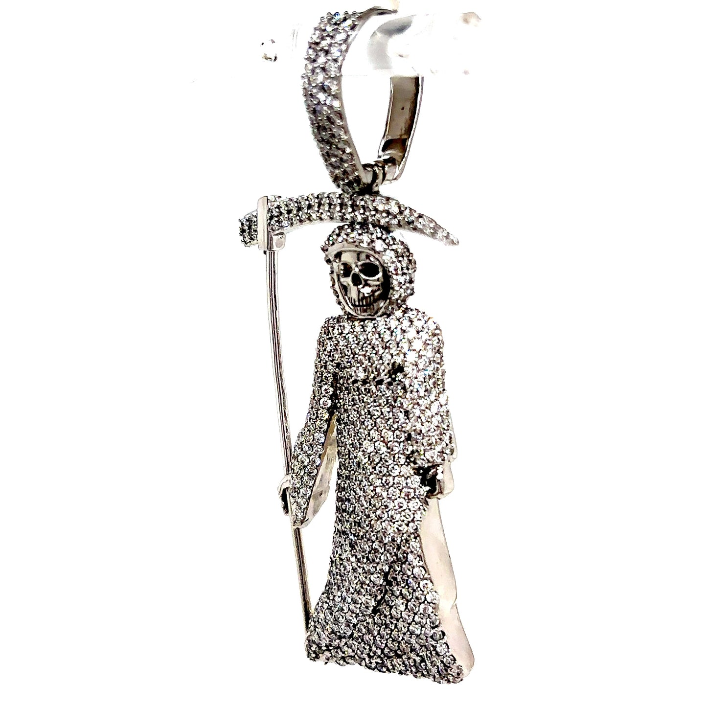 14k White Gold Diamond Reaper Pendant