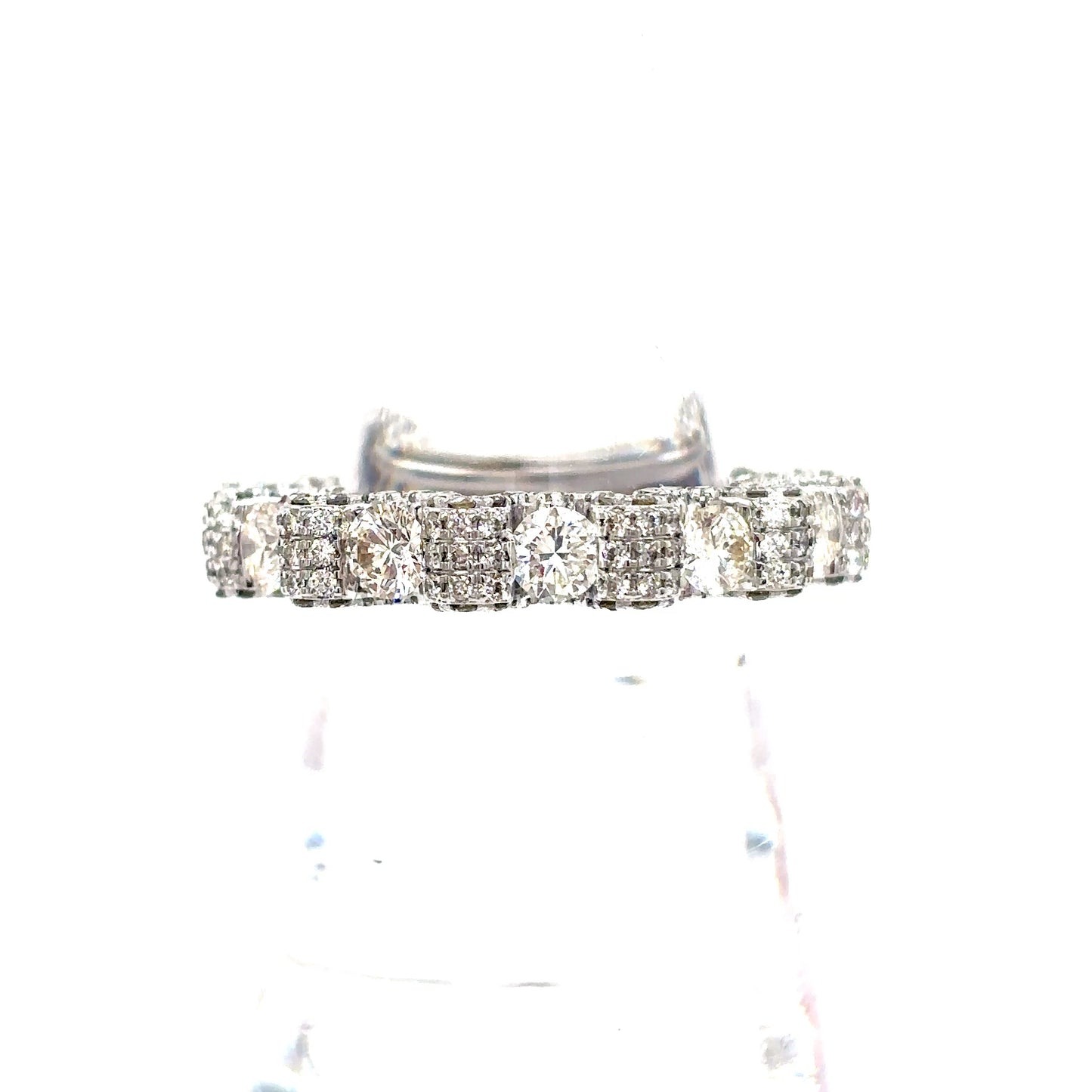 10k White Gold Diamond Floating Eternity Band Sz.8