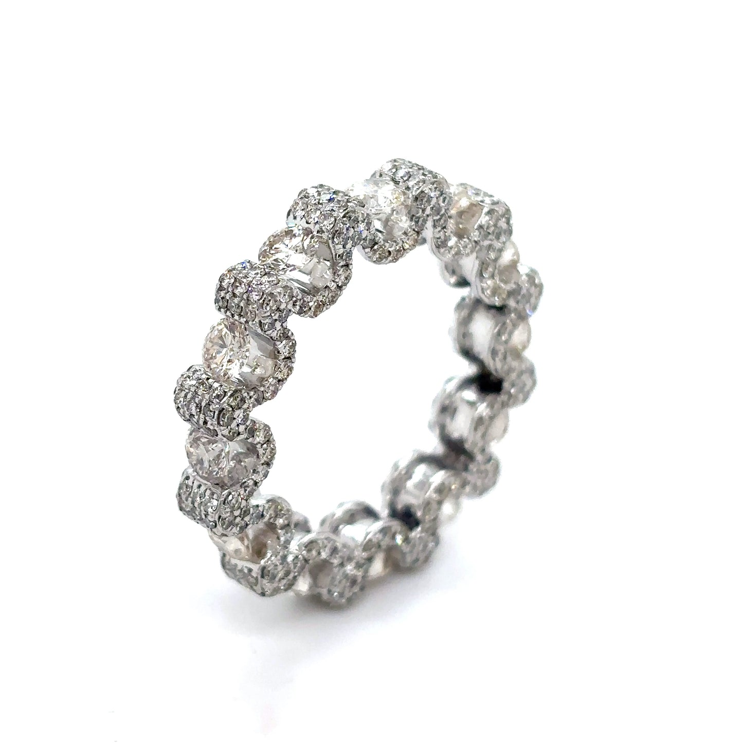 10k White Gold Diamond Floating Eternity Band Sz.8
