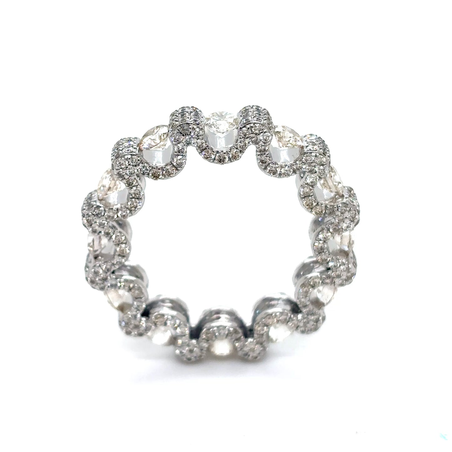 10k White Gold Diamond Floating Eternity Band Sz.8
