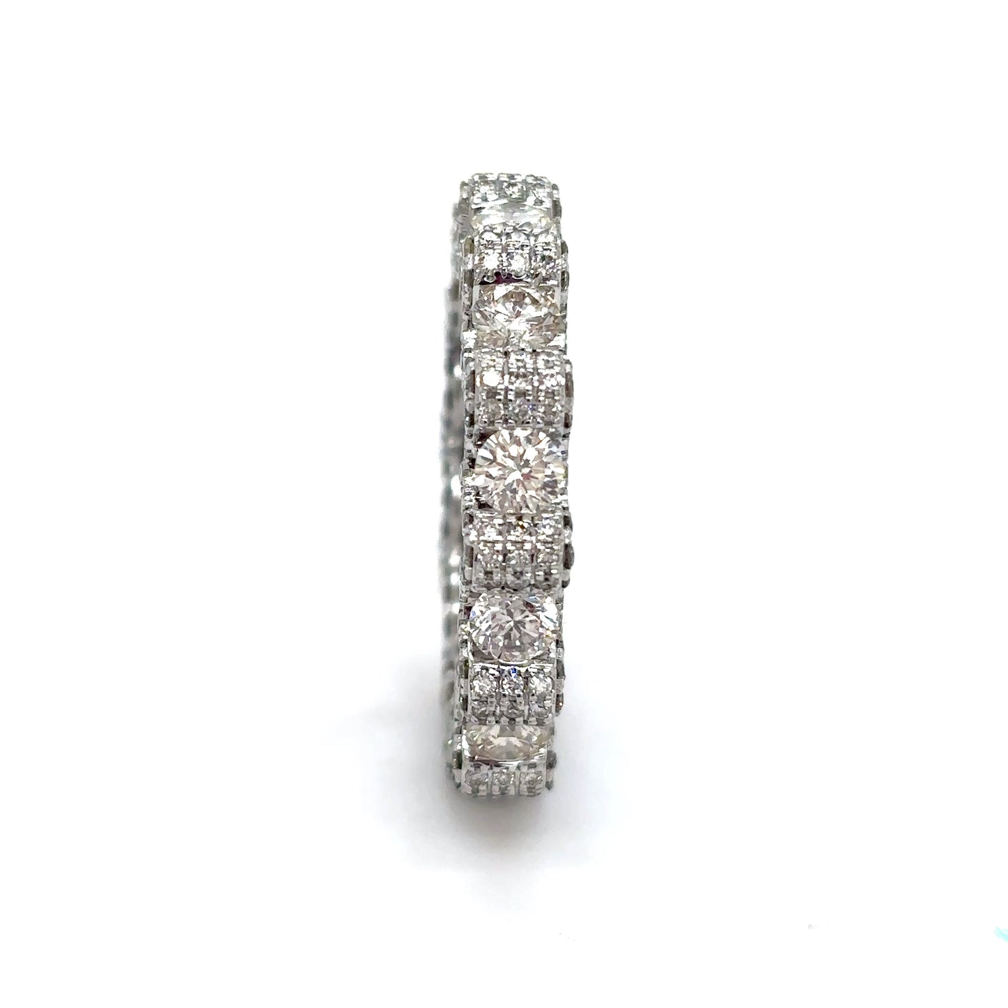 10k White Gold Diamond Floating Eternity Band Sz.8