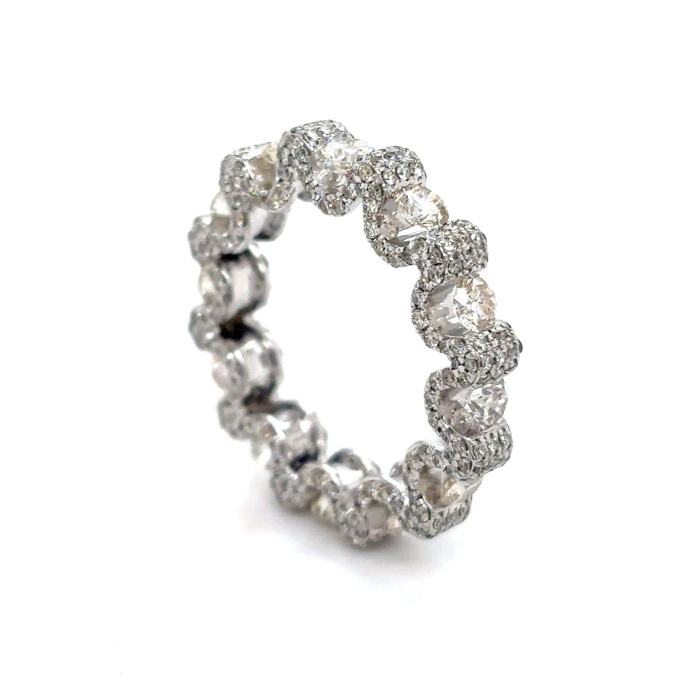 10k White Gold Diamond Floating Eternity Band Sz.8