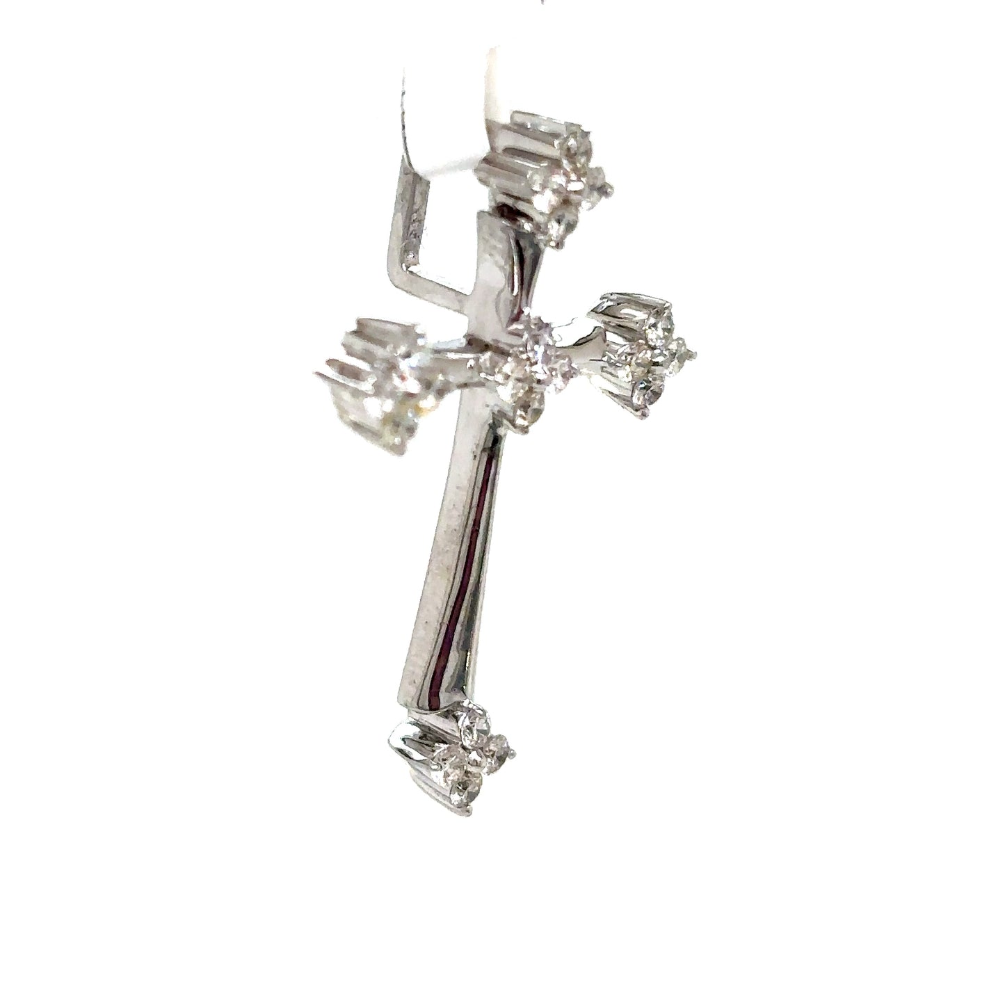 10k White Gold Diamond Cross