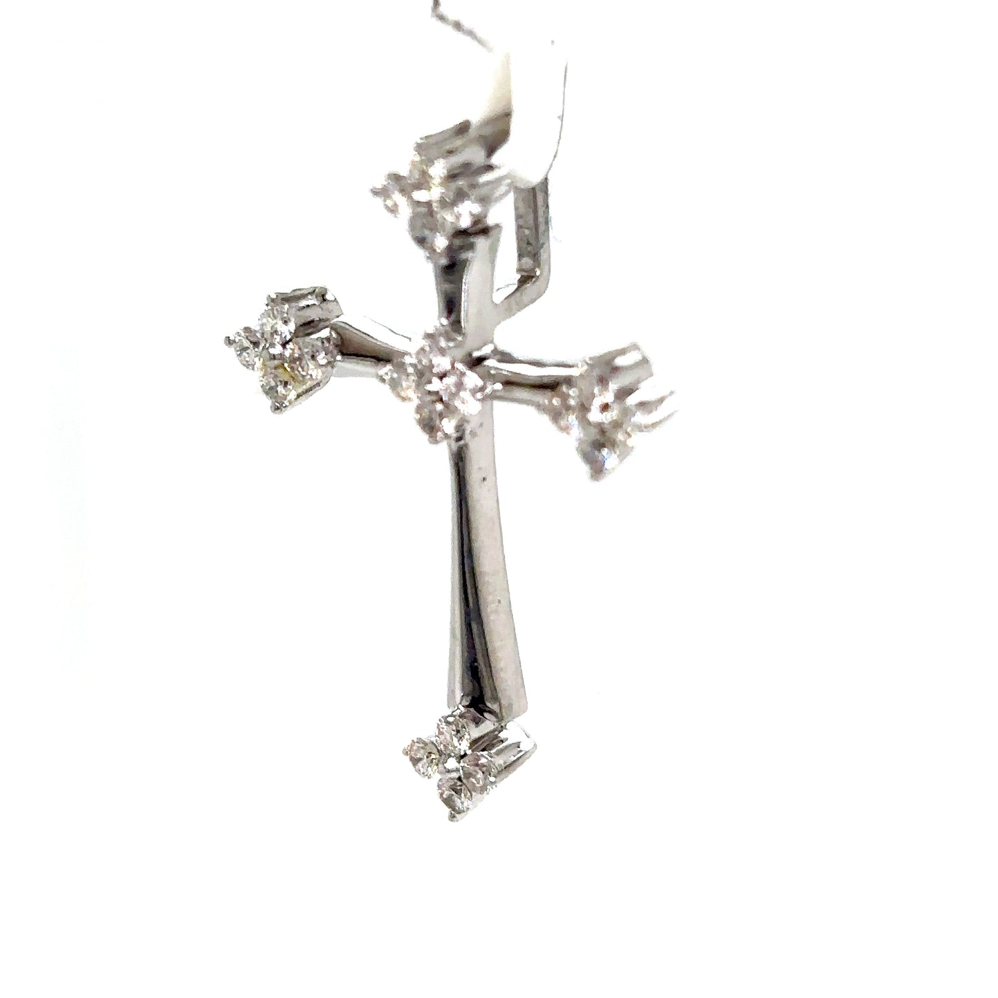 10k White Gold Diamond Cross