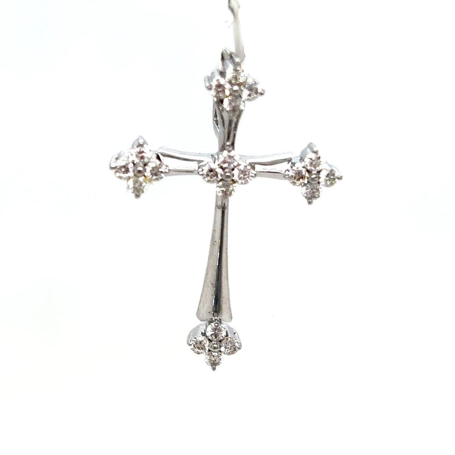 10k White Gold Diamond Cross