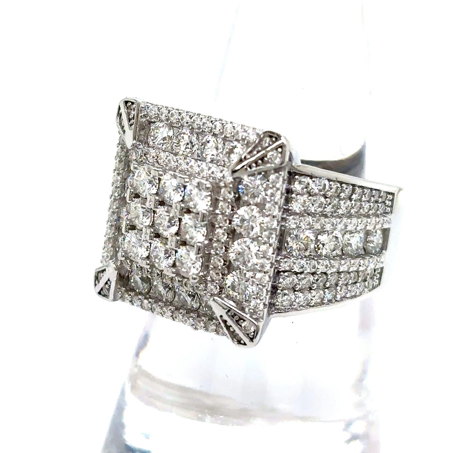 925 S.S. VVS Moissanite Square Ring