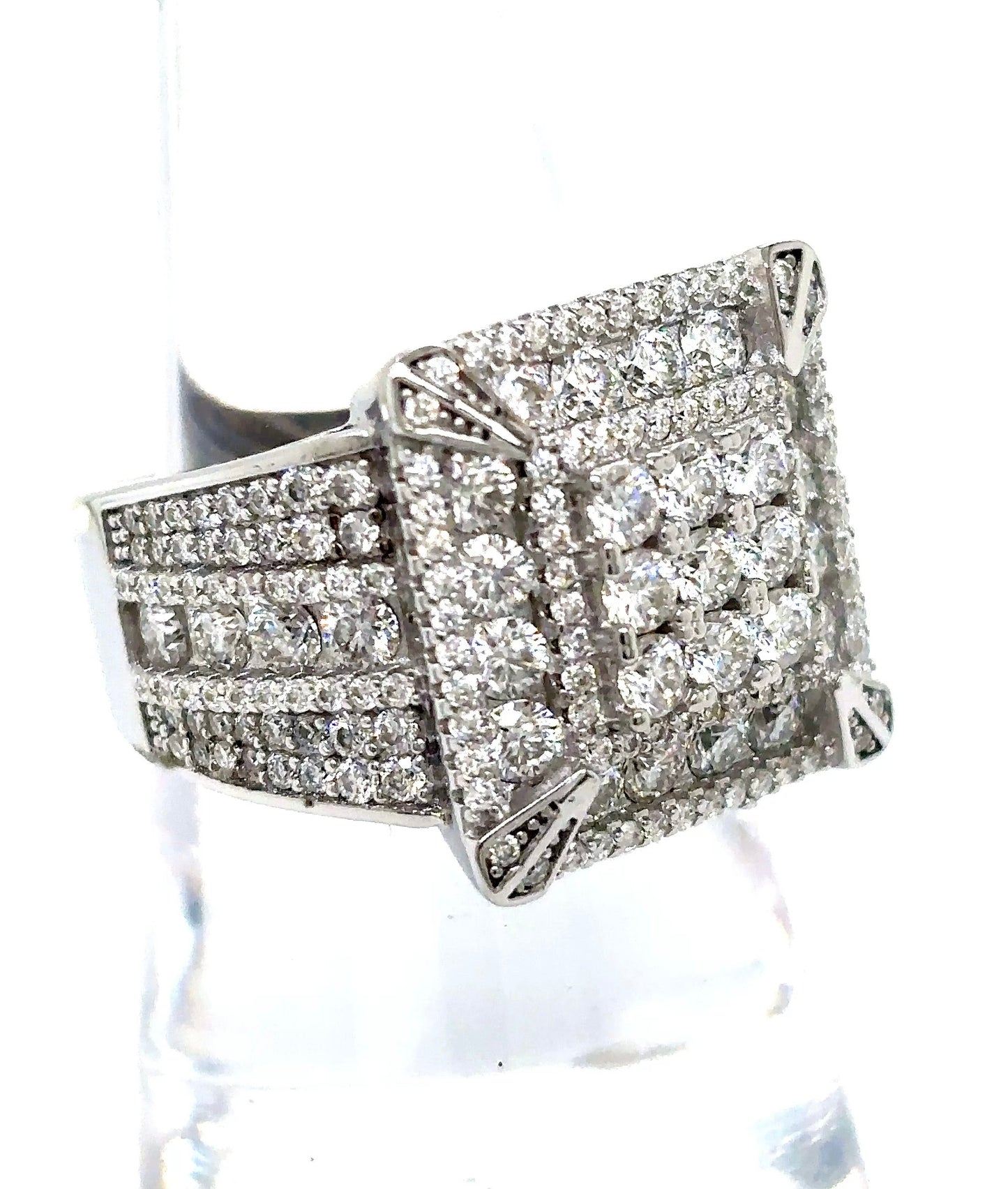 925 S.S. VVS Moissanite Square Ring