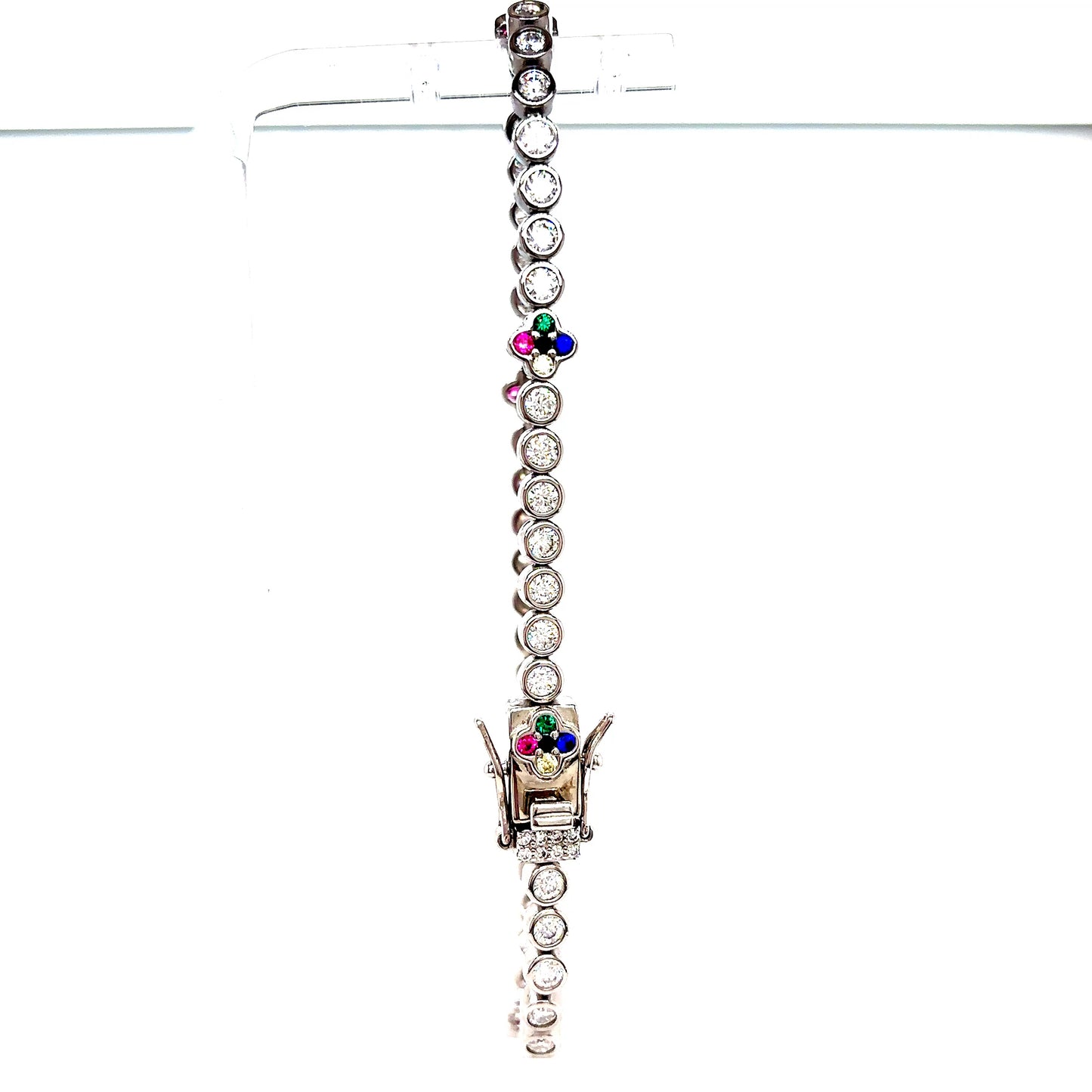 925 VVS Colorful Moissanite Circle Clover Tennis Bracelet