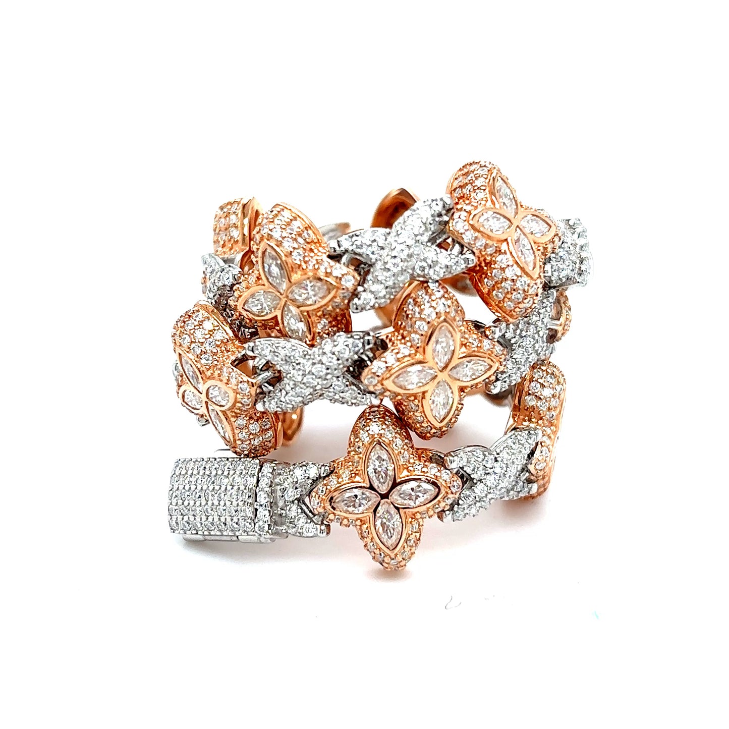 925 2-Tone Moissanite Design Clover Bracelet