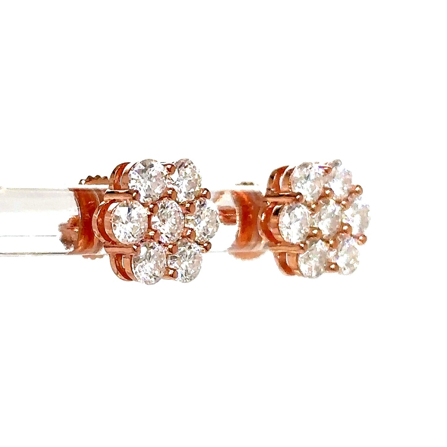 925 S.S. VVS Moissanite Flower Cluster Earrings