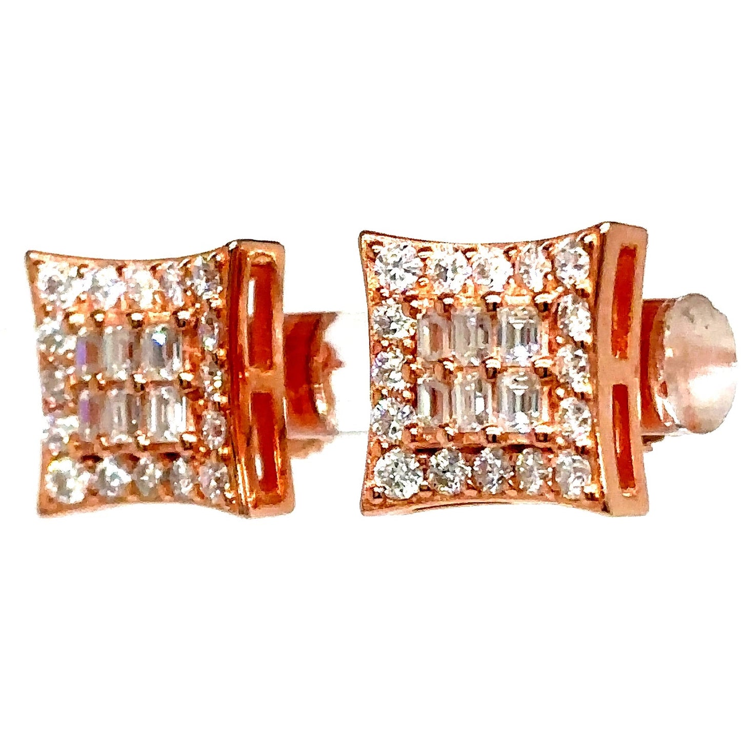 925 S.S. VVS Moissanite Square Cluster Earrings