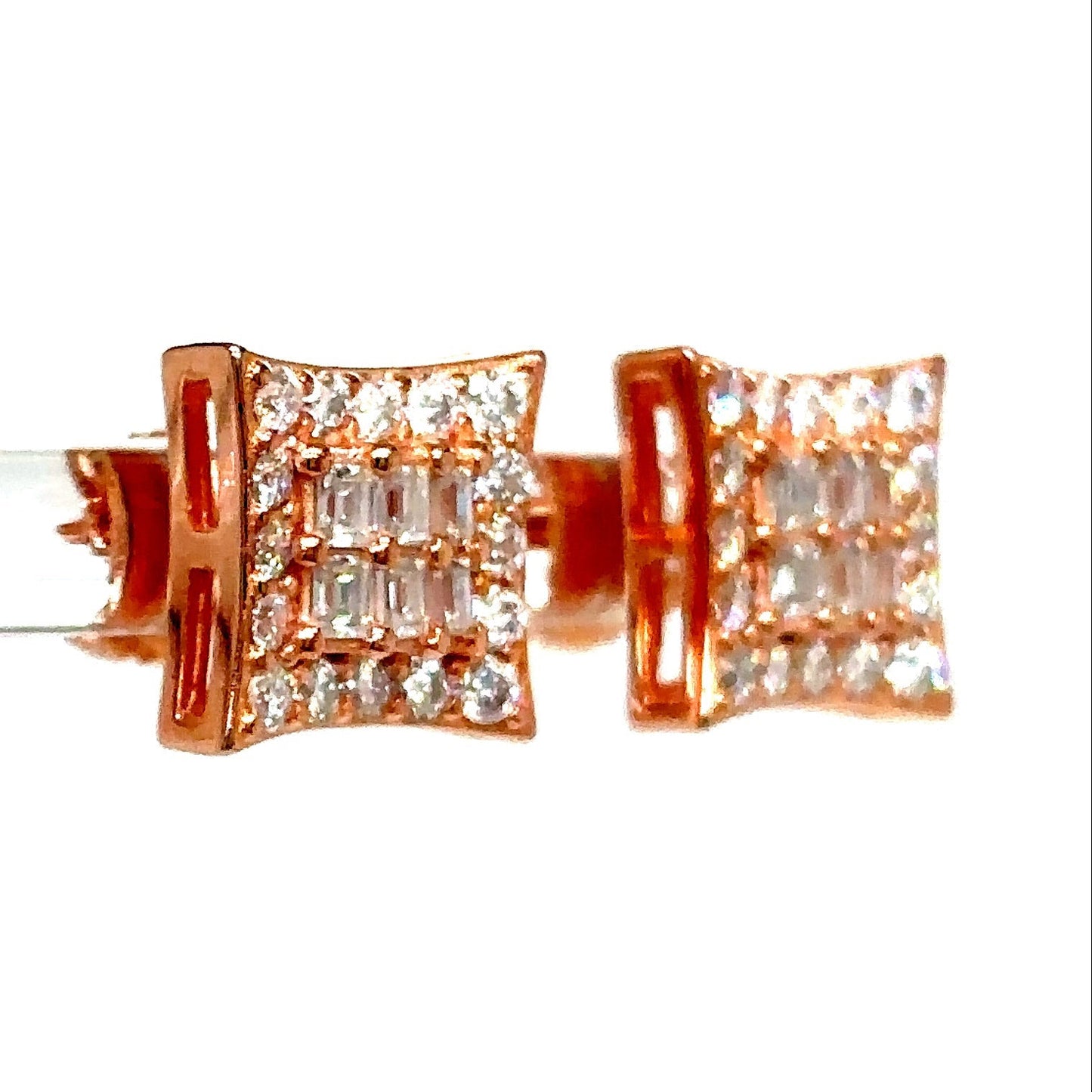 925 S.S. VVS Moissanite Square Cluster Earrings