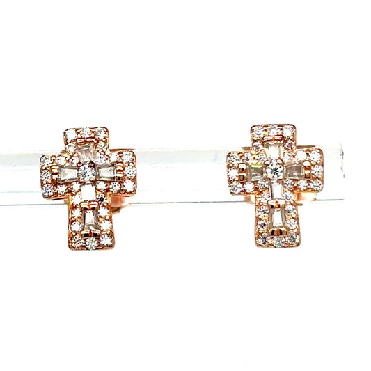 925 S.S. VVS Moissanite Cross Cluster Earrings