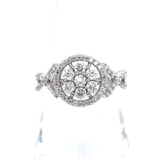 925 S.S. VVS Moissanite Flower Cluster Ring