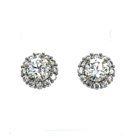 925 S.S. VVS Moissanite Circle Cluster Earrings