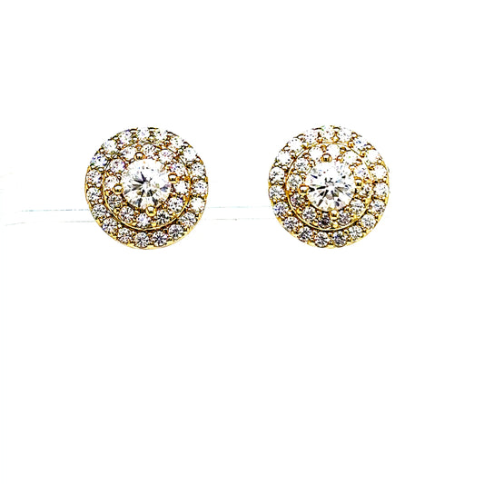 925 S.S. VVS Moissanite 3-Tier Circle Cluster Earrings