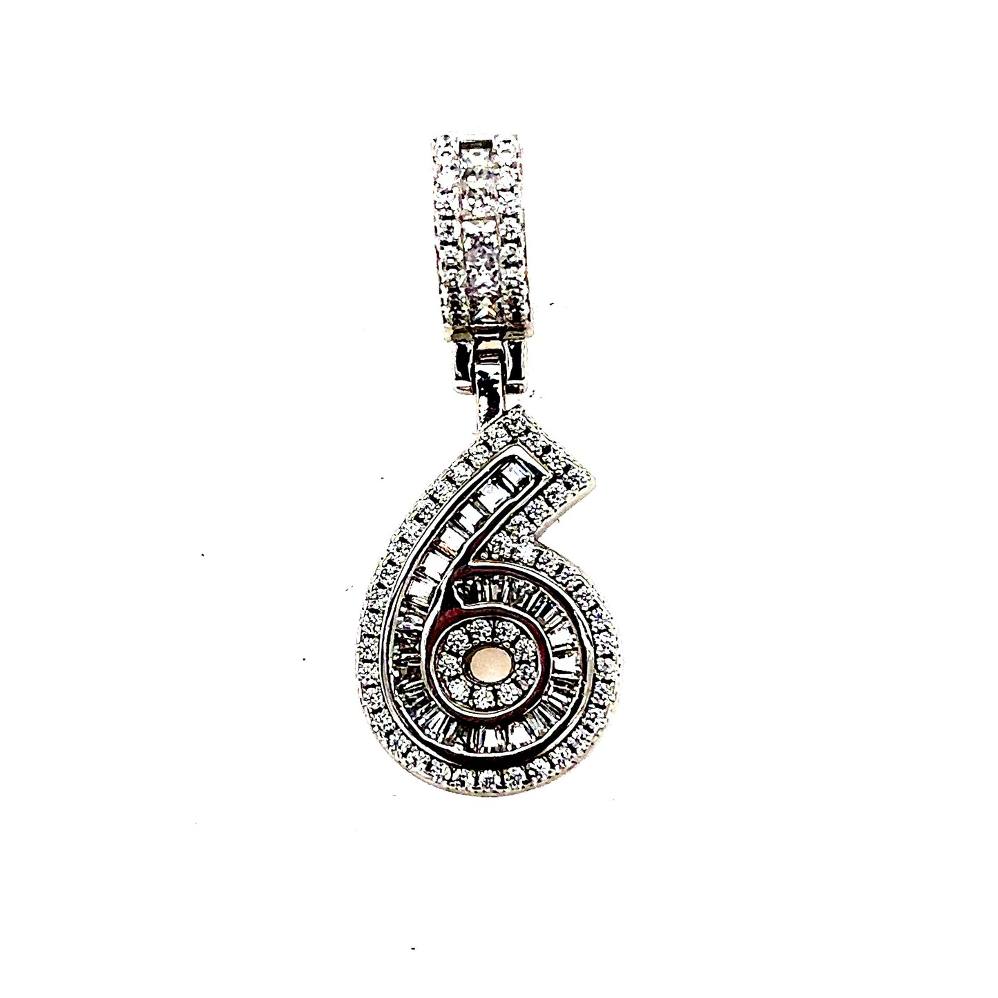 925 S.S. CZ Stone Number 6 Pendant