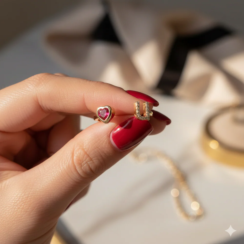 14k Yellow Gold Diamond & Ruby "Love U" Ring