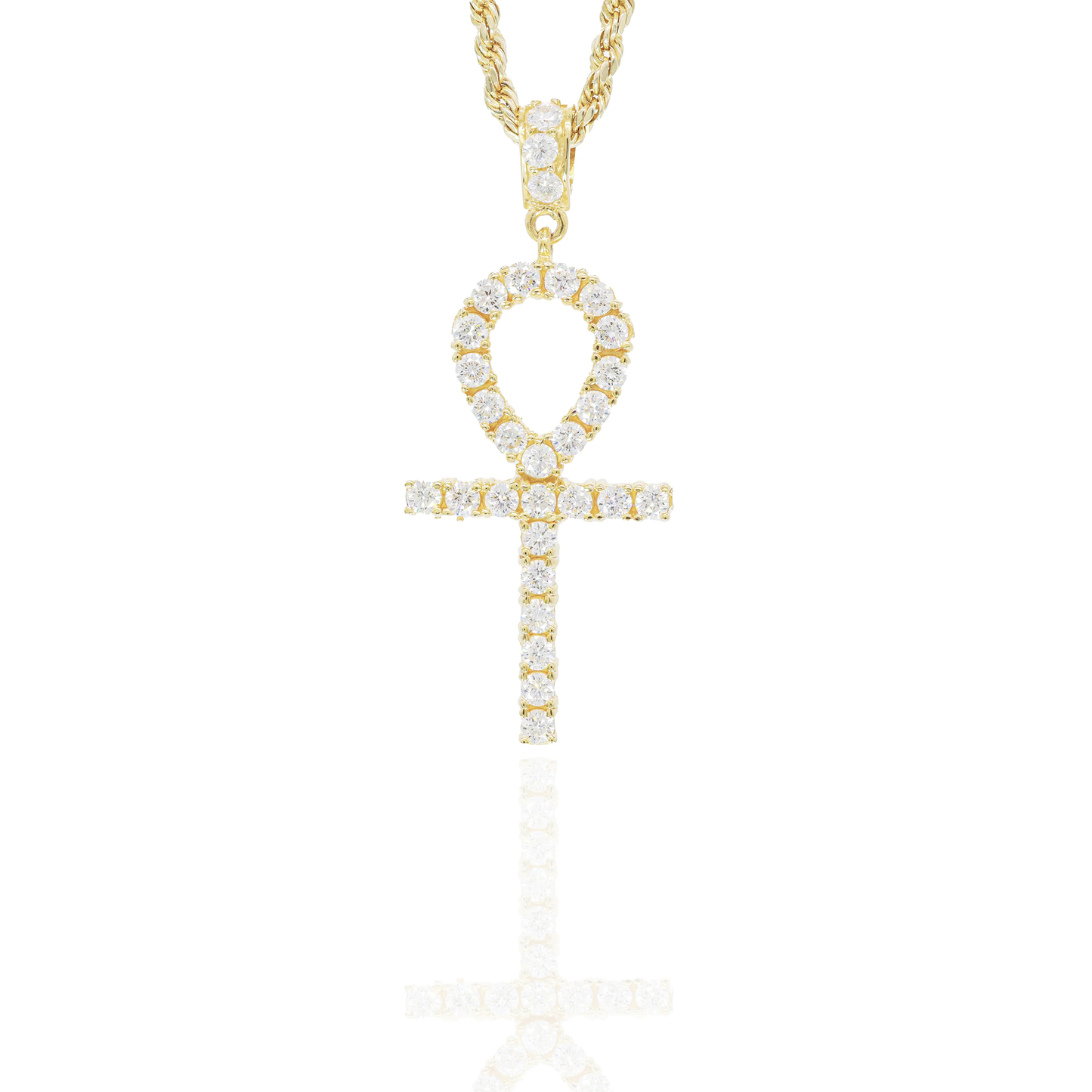 14k 6-Pointer Diamond Ankh Pendant
